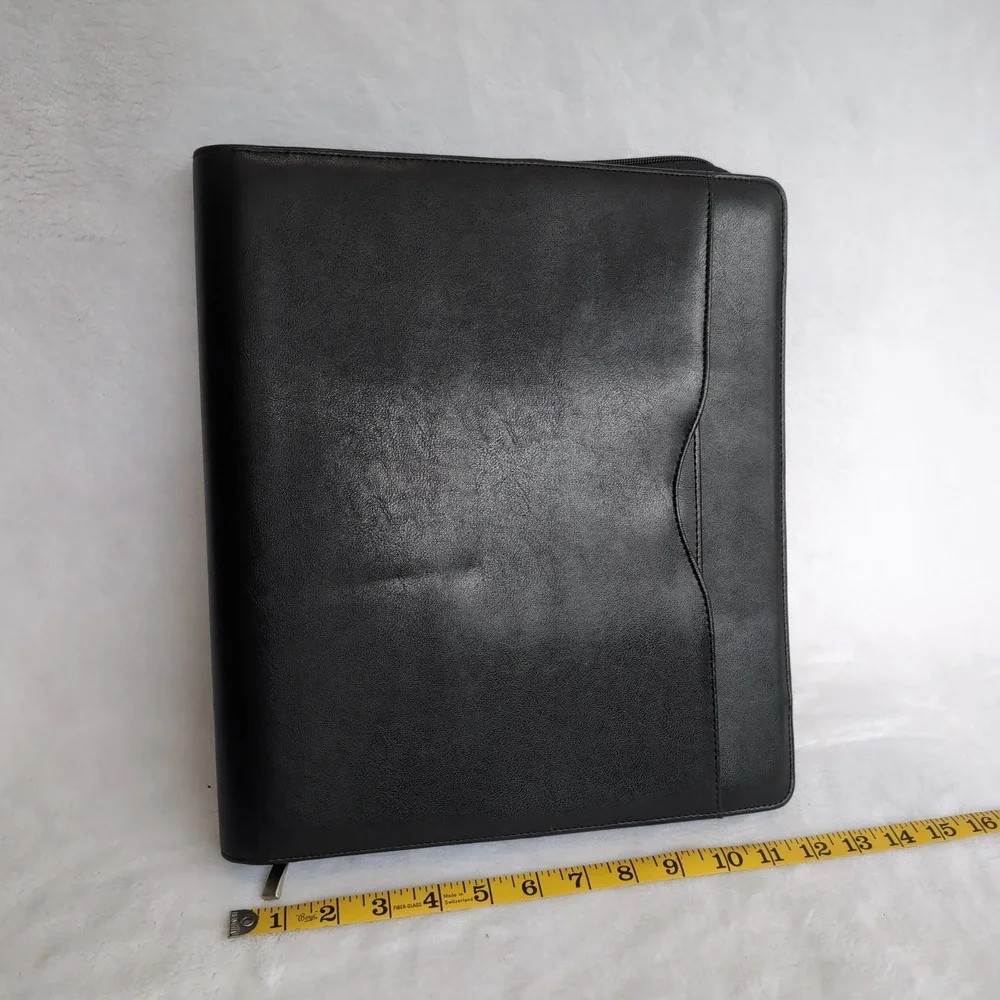 Vintage 90s Day-Timer Black Zip Portfolio Briefcase Executive Organizer Handle